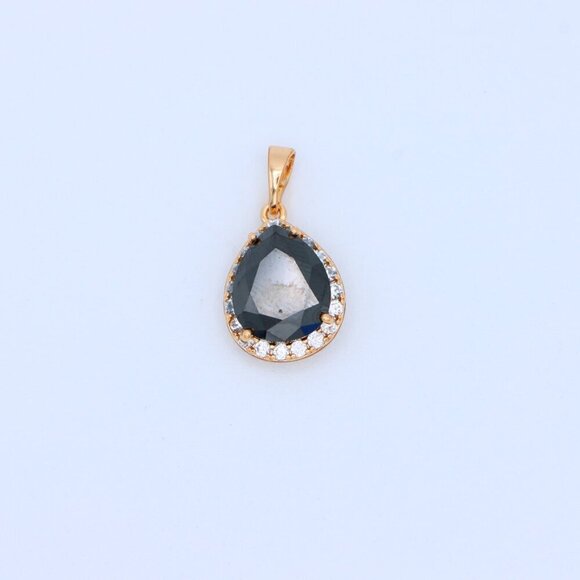 "Teardrop Black Pendant with White Crystal Border in Rose Gold Finish, XPPT1614 - Picture 9 of 13